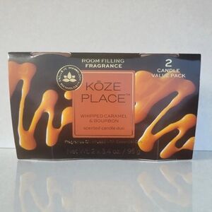 1 Koze Place Whipped Caramel & Bourbon Scented Candle Duo 2 X 3.4 Oz/95 g